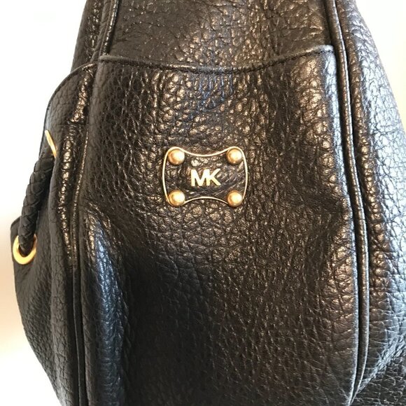 Michael Kors Black Pebbled Leather Braided Drawstring Hobo Shoulder Bag - Picture 6 of 9